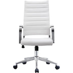 Sedia da ufficio moderna marrone con schienale alto, in pelle PU a coste, girevole, per sala conferenze, scrivania, visitatore, vintage, retrò, direzionale