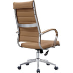 Sedia da ufficio moderna marrone con schienale alto, in pelle PU a coste, girevole, per sala conferenze, scrivania, visitatore, vintage, retrò, direzionale