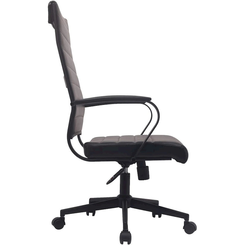 Sedia da ufficio moderna marrone con schienale alto, in pelle PU a coste, girevole, per sala conferenze, scrivania, visitatore, vintage, retrò, direzionale