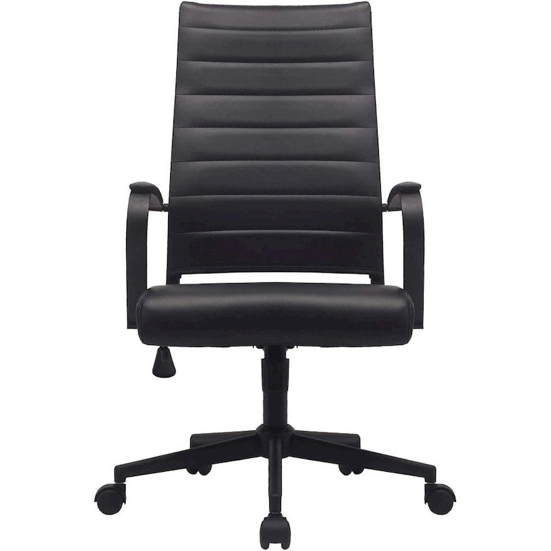 Sedia da ufficio moderna marrone con schienale alto, in pelle PU a coste, girevole, per sala conferenze, scrivania, visitatore, vintage, retrò, direzionale