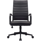 Sedia da ufficio moderna marrone con schienale alto, in pelle PU a coste, girevole, per sala conferenze, scrivania, visitatore, vintage, retrò, direzionale