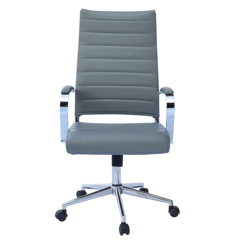 Sedia da ufficio moderna marrone con schienale alto, in pelle PU a coste, girevole, per sala conferenze, scrivania, visitatore, vintage, retrò, direzionale