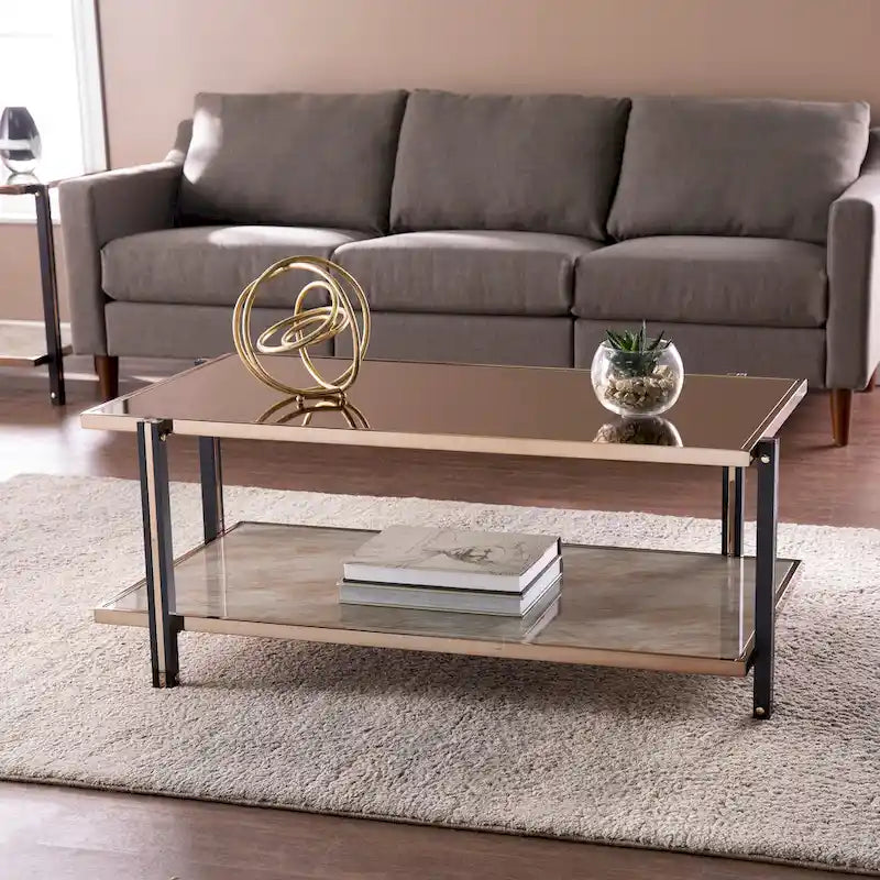   Thornberry Champagne Metal with Smoked Mirror Coffee Table