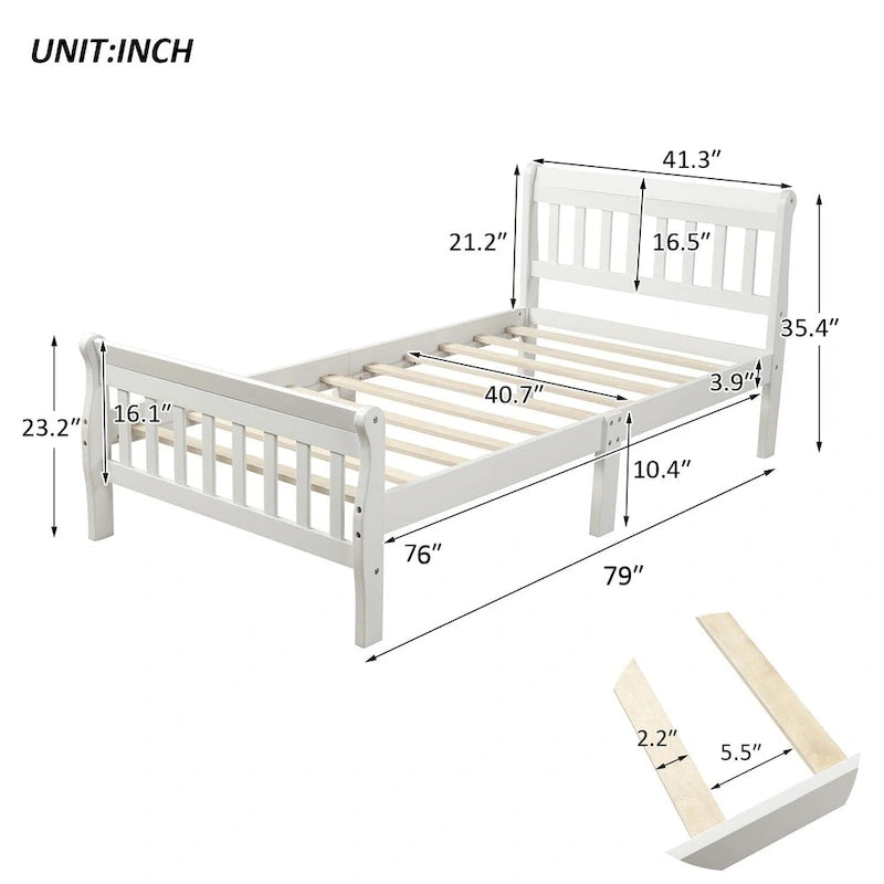 Piattaforma letto in legno, telaio letto singolo, pannello letto, base per materasso