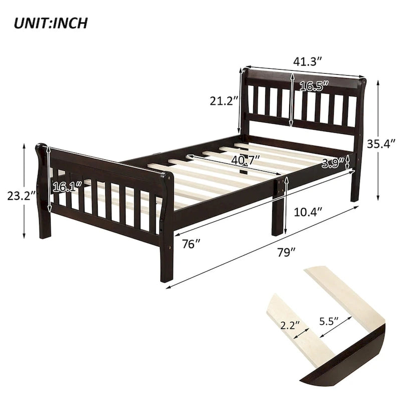 Piattaforma letto in legno, telaio letto singolo, pannello letto, base per materasso
