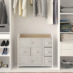 Comò a 7 cassetti multifunzione, mobile contenitore grigio con 7 cassetti
