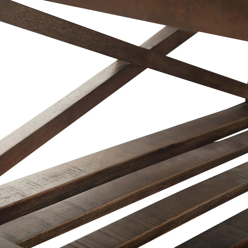Tavolino quadrato industriale Barrie in legno massello di mango e metallo, larghezza 81 cm, marrone scuro anticato - 81 x 81 x 46 cm
