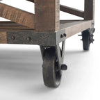 Tavolino quadrato industriale Barrie in legno massello di mango e metallo, larghezza 81 cm, marrone scuro anticato - 81 x 81 x 46 cm