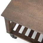 Tavolino quadrato industriale Barrie in legno massello di mango e metallo, larghezza 81 cm, marrone scuro anticato - 81 x 81 x 46 cm
