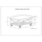 Tavolino quadrato industriale Barrie in legno massello di mango e metallo, larghezza 81 cm, marrone scuro anticato - 81 x 81 x 46 cm