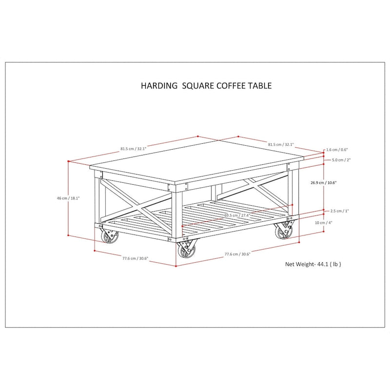 Tavolino quadrato industriale Barrie in legno massello di mango e metallo, larghezza 81 cm, marrone scuro anticato - 81 x 81 x 46 cm