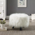   Karlweis White Shag Faux Fur Ottoman