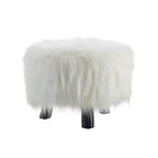 Pouf in pelliccia sintetica bianca a pelo lungo