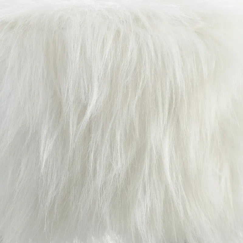 Pouf in pelliccia sintetica bianca a pelo lungo
