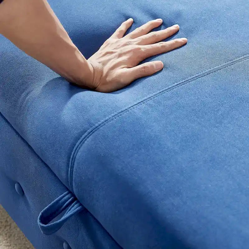 Panca contenitore per camera da letto, fondo letto, con braccioli arrotolati, in tessuto di lino, divanetto, panca lunga