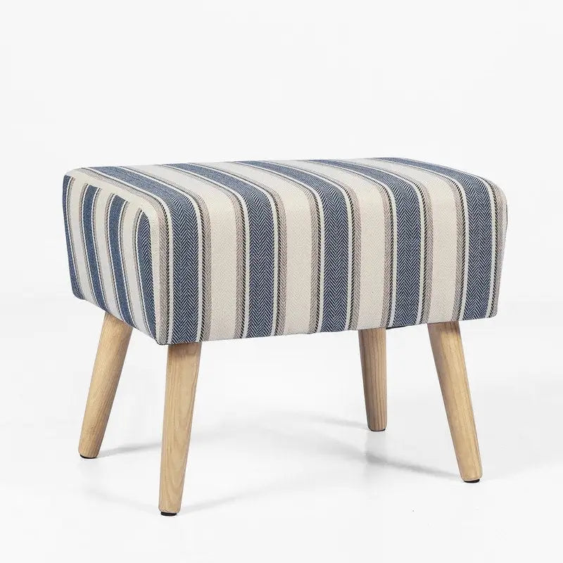 Sgabello ottomano poggiapiedi con gambe in legno