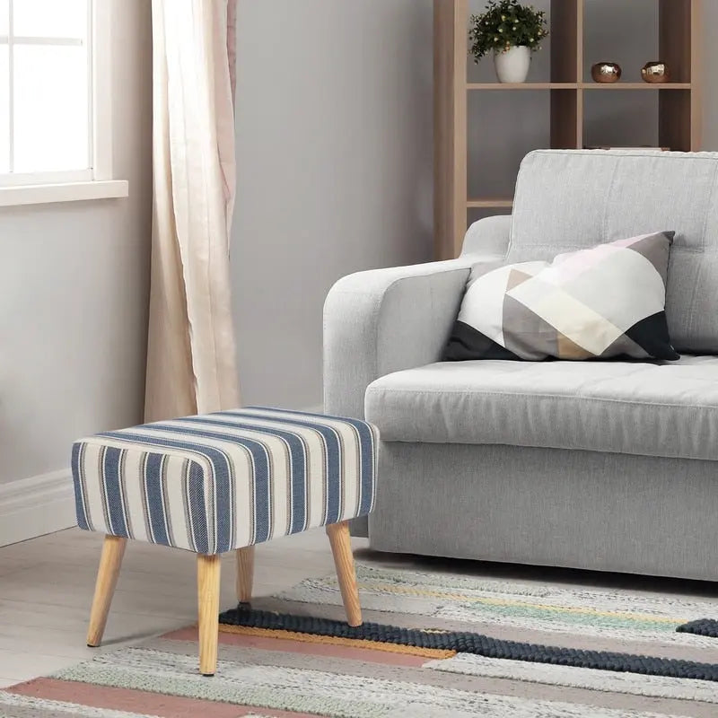 Sgabello ottomano poggiapiedi con gambe in legno