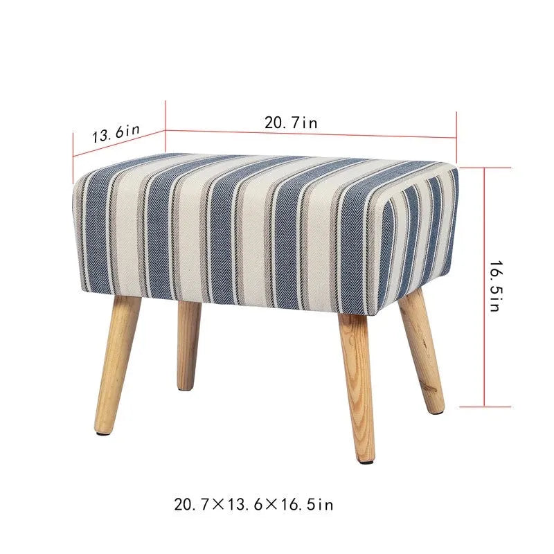 Sgabello ottomano poggiapiedi con gambe in legno
