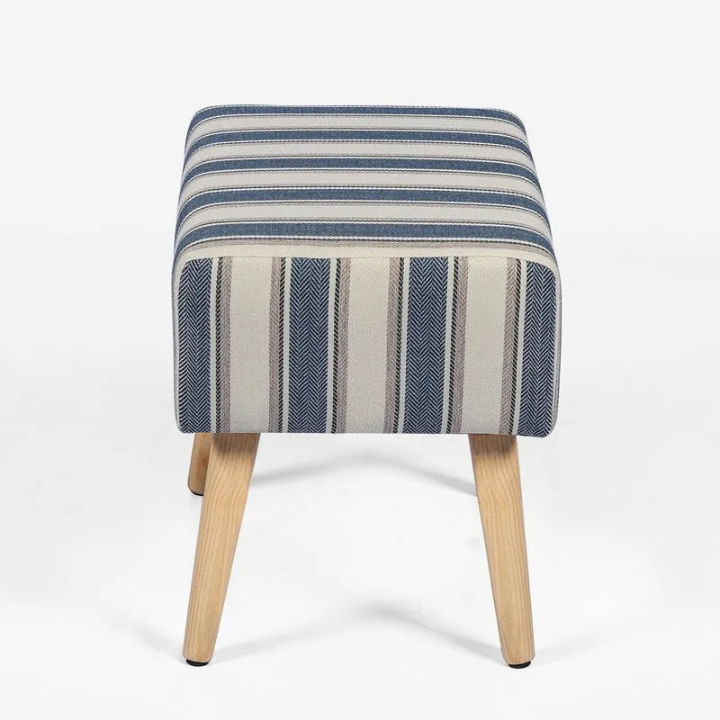 Sgabello ottomano poggiapiedi con gambe in legno