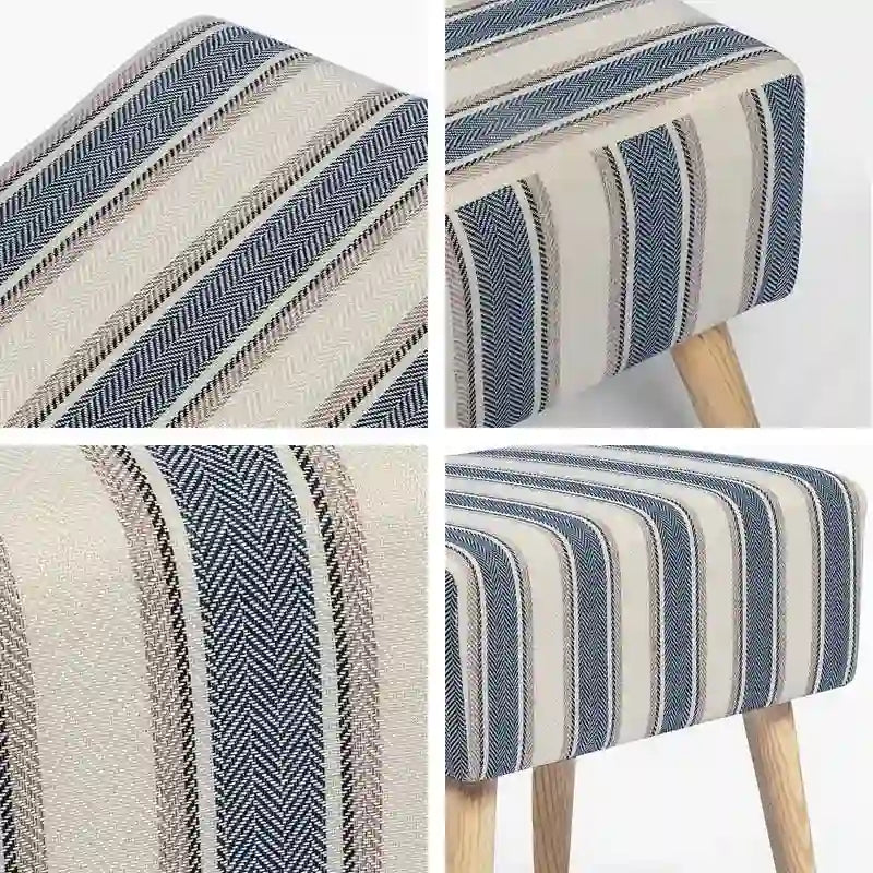 Sgabello ottomano poggiapiedi con gambe in legno