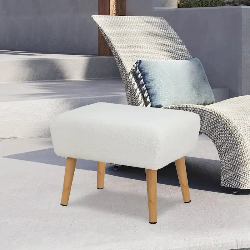 Sgabello ottomano poggiapiedi con gambe in legno