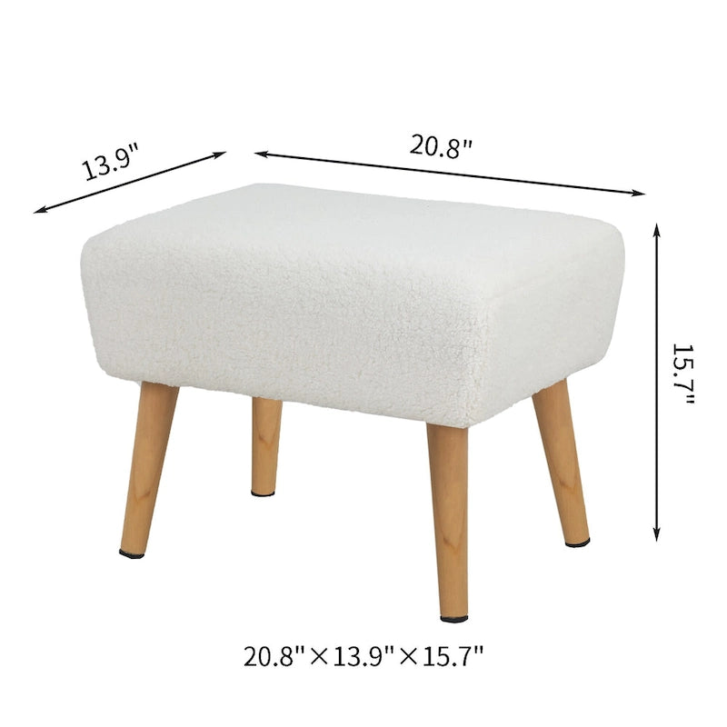 Sgabello ottomano poggiapiedi con gambe in legno