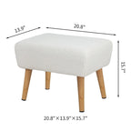 Sgabello ottomano poggiapiedi con gambe in legno