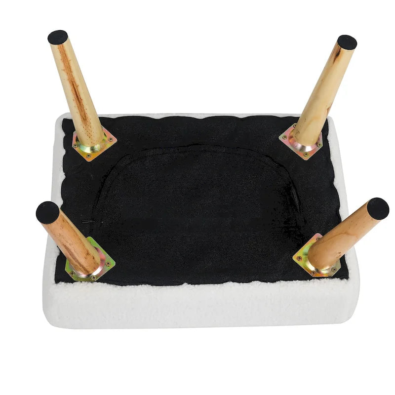 Sgabello ottomano poggiapiedi con gambe in legno