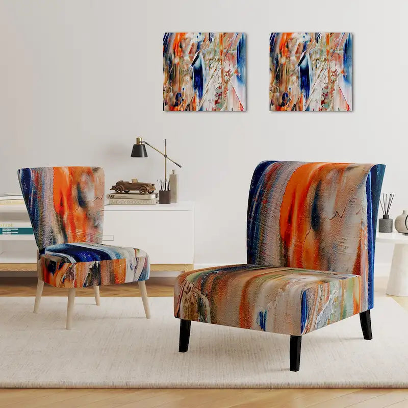 Sedia e poltrona moderne imbottite con schienale Colorful Abstract Painting Strokes II