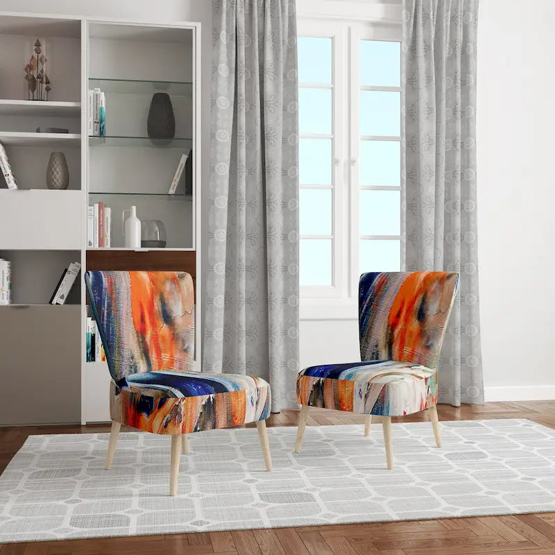 Sedia e poltrona moderne imbottite con schienale Colorful Abstract Painting Strokes II