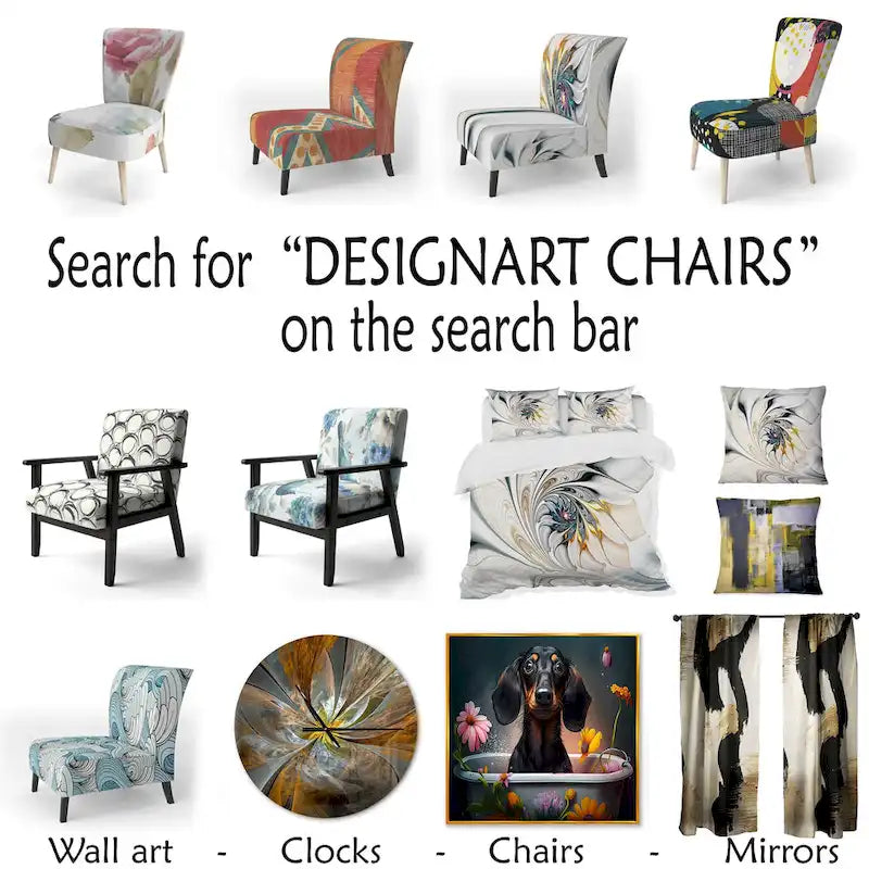 Sedia e poltrona moderne imbottite con schienale Colorful Abstract Painting Strokes II