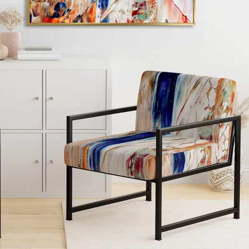 Sedia e poltrona moderne imbottite con schienale Colorful Abstract Painting Strokes II