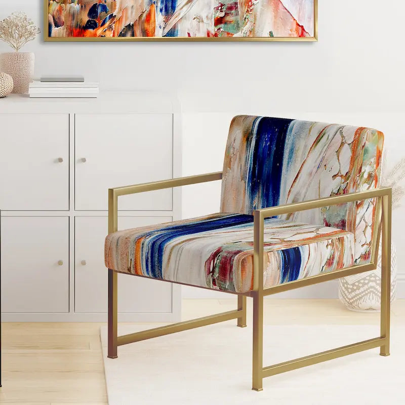 Sedia e poltrona moderne imbottite con schienale Colorful Abstract Painting Strokes II