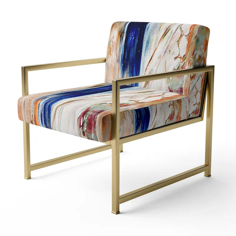 Sedia e poltrona moderne imbottite con schienale Colorful Abstract Painting Strokes II