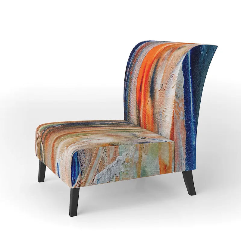 Sedia e poltrona moderne imbottite con schienale Colorful Abstract Painting Strokes II