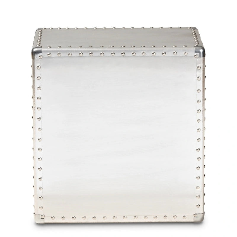   Armel French Industrial Silver Metal 3-Drawer End Table