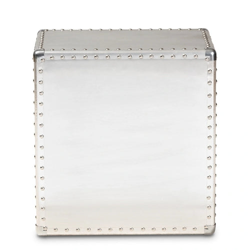   Armel French Industrial Silver Metal 3-Drawer End Table