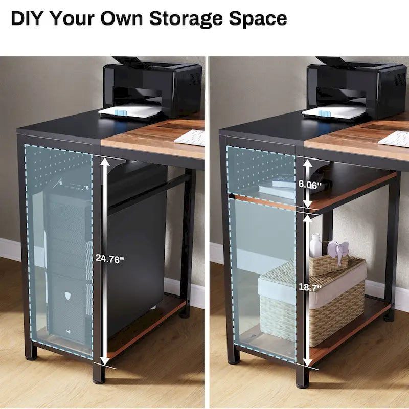 Scrivania angolare da computer a forma di L da 60", per casa, ufficio, studio, con supporto per monitor e ripiano portaoggetti