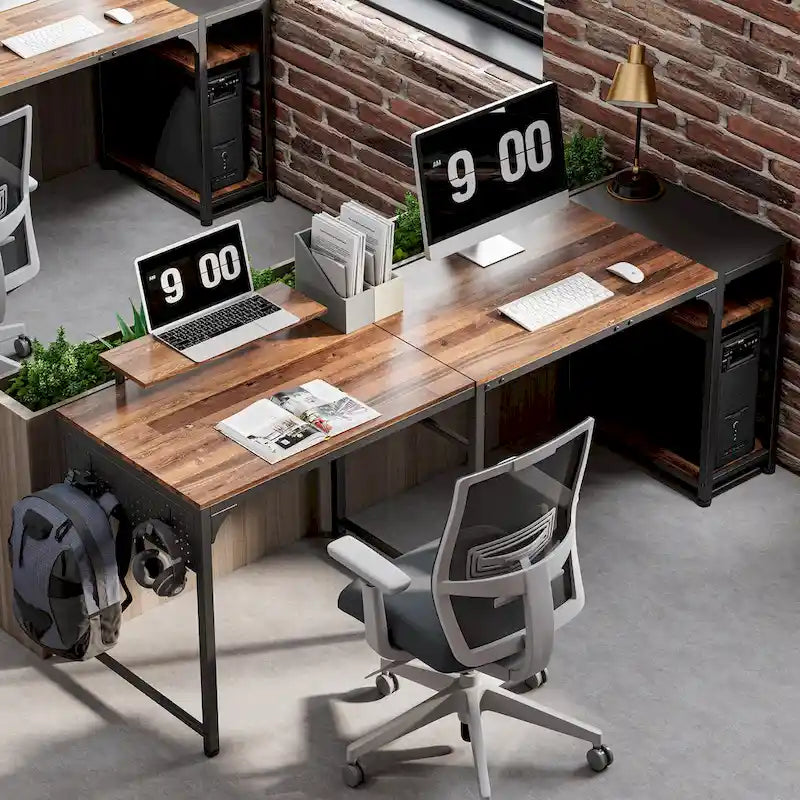 Scrivania angolare da computer a forma di L da 60", per casa, ufficio, studio, con supporto per monitor e ripiano portaoggetti