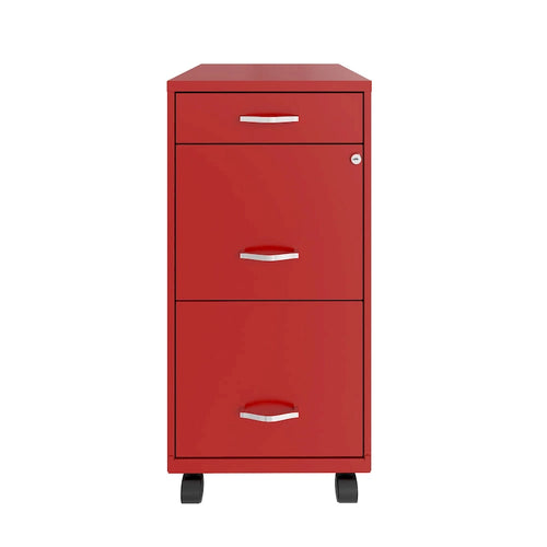 Armadietto portadocumenti mobile a 3 cassetti profondo 18, Rosso Lava