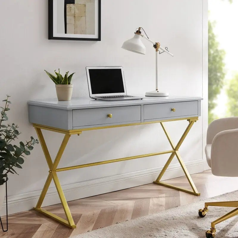 Scrivania Lerch con due cassetti stile Campaign