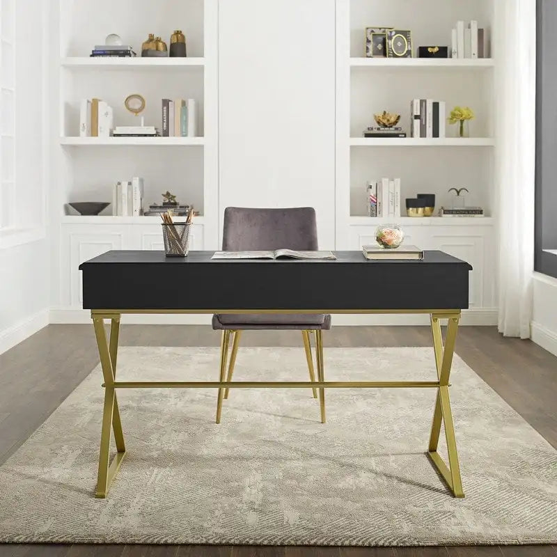 Scrivania Lerch con due cassetti stile Campaign