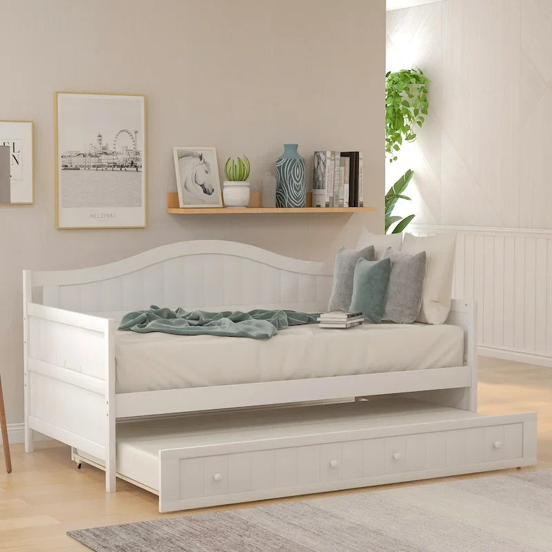 Letto a giorno in legno singolo con letto estraibile