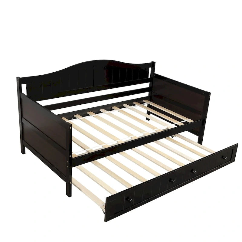 Letto a giorno in legno singolo con letto estraibile