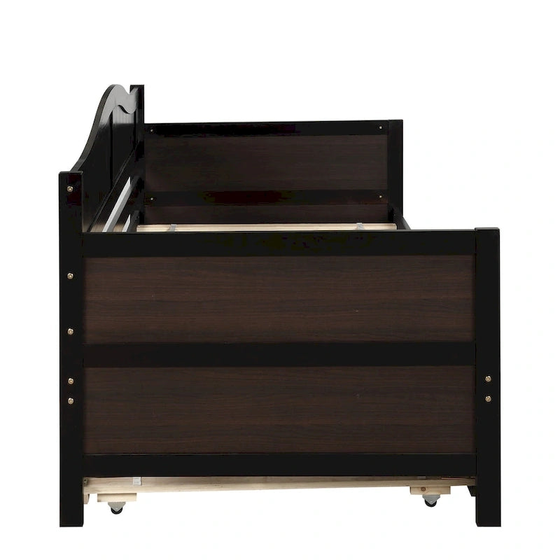 Letto a giorno in legno singolo con letto estraibile