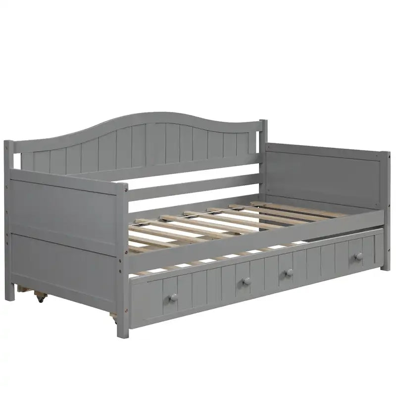 Letto a giorno in legno singolo con letto estraibile