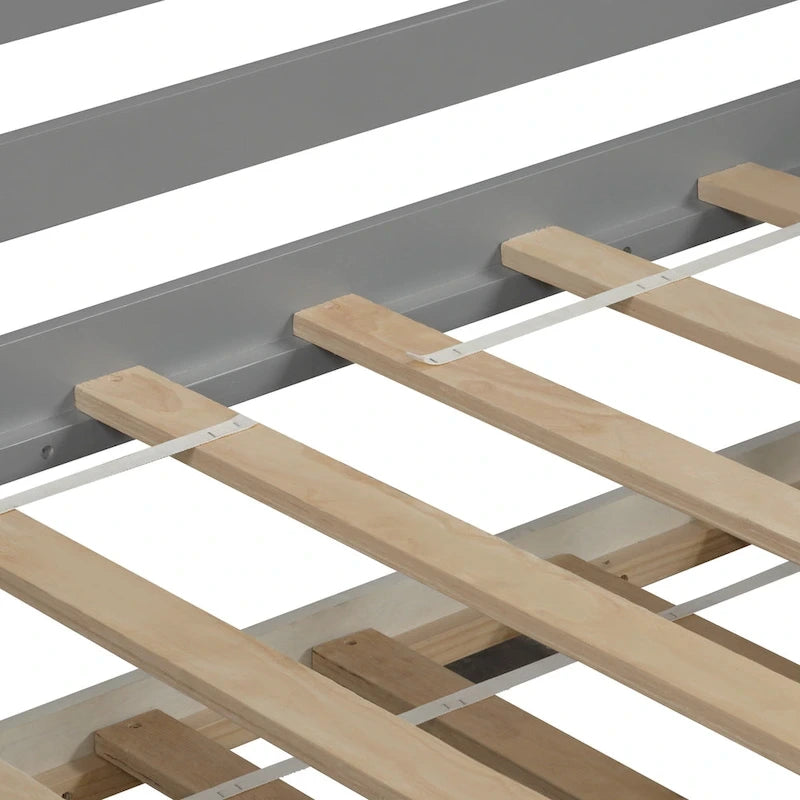 Letto a giorno in legno singolo con letto estraibile