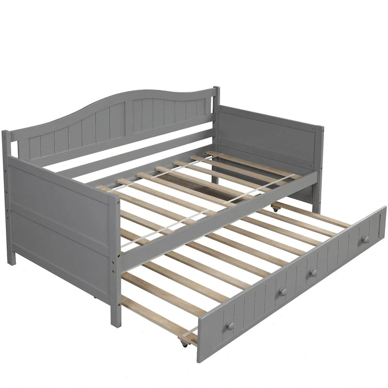 Letto a giorno in legno singolo con letto estraibile