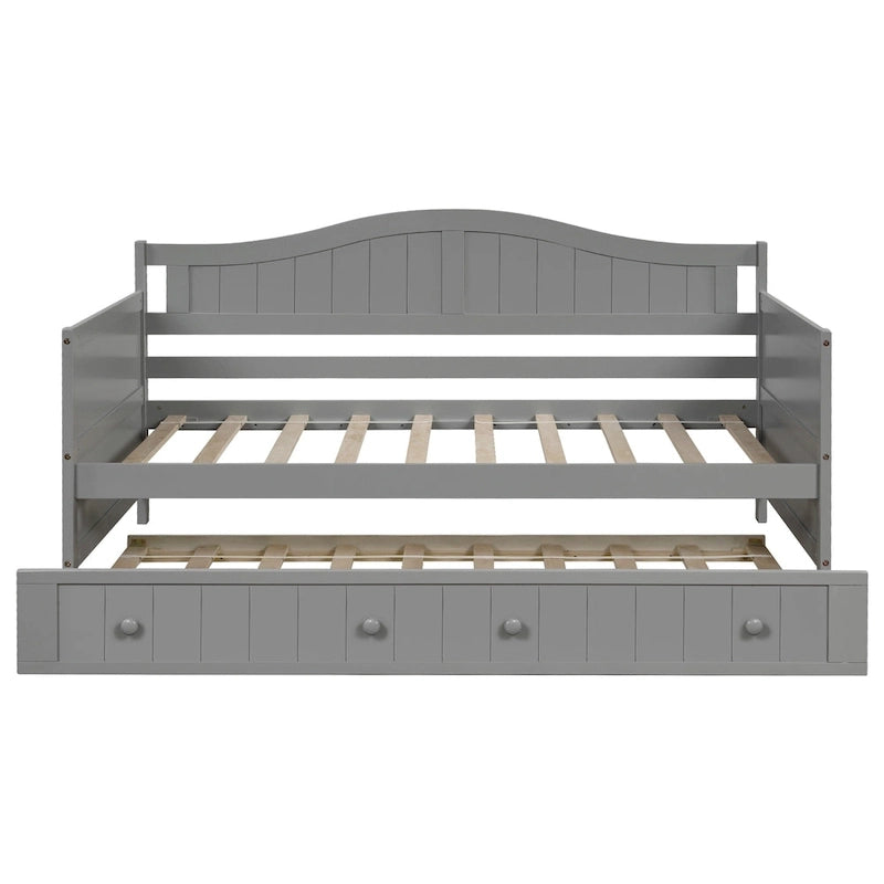 Letto a giorno in legno singolo con letto estraibile