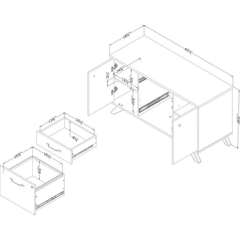 Mobile credenza a 2 cassetti Helsy con ante